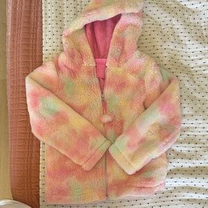 Isaac Mizrahi Kids Plush Hooded Jacket in Pink, Yellow, Green